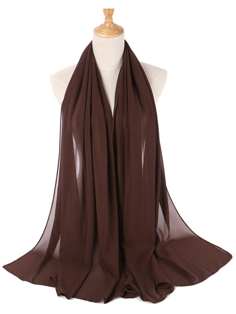 Muslim Bubble Chiffon Hijab Scarf Women Solid Color Soft Long Shawls