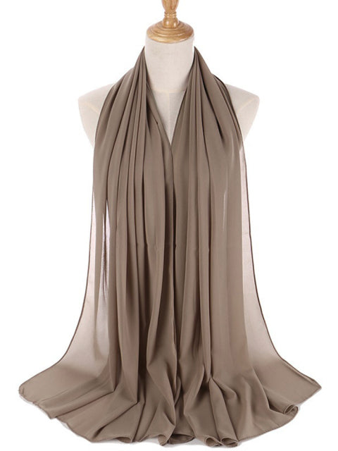Muslim Bubble Chiffon Hijab Scarf Women Solid Color Soft Long Shawls