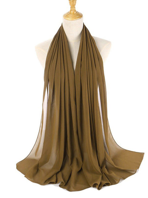 Muslim Bubble Chiffon Hijab Scarf Women Solid Color Soft Long Shawls