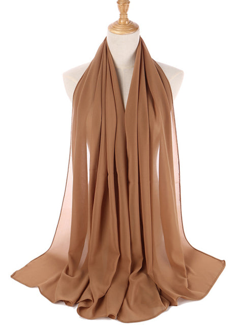 Muslim Bubble Chiffon Hijab Scarf Women Solid Color Soft Long Shawls