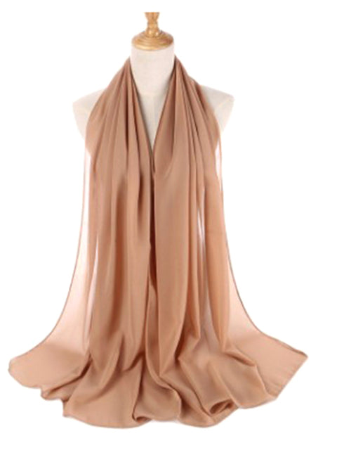 Muslim Bubble Chiffon Hijab Scarf Women Solid Color Soft Long Shawls