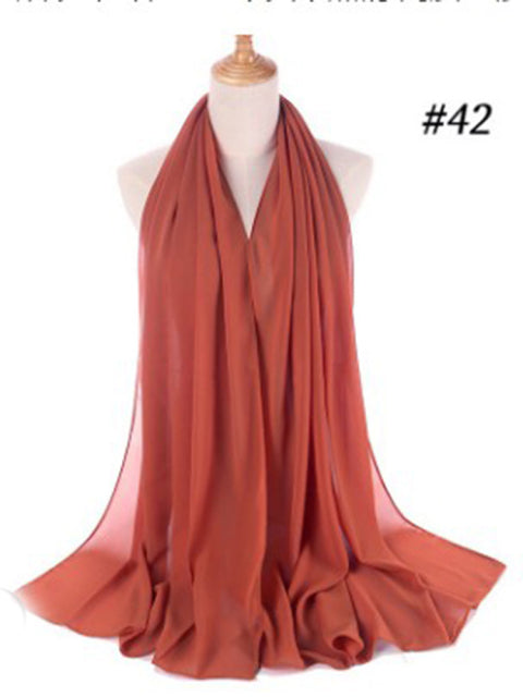 Muslim Bubble Chiffon Hijab Scarf Women Solid Color Soft Long Shawls
