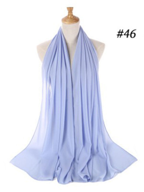 Muslim Bubble Chiffon Hijab Scarf Women Solid Color Soft Long Shawls
