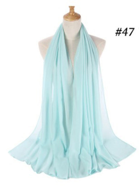 Muslim Bubble Chiffon Hijab Scarf Women Solid Color Soft Long Shawls