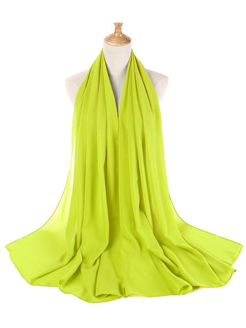 Muslim Bubble Chiffon Hijab Scarf Women Solid Color Soft Long Shawls