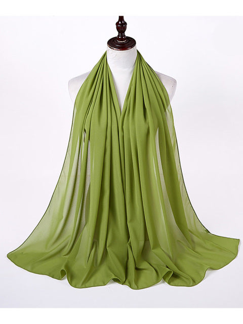 Muslim Bubble Chiffon Hijab Scarf Women Solid Color Soft Long Shawls
