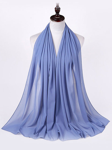 Muslim Bubble Chiffon Hijab Scarf Women Solid Color Soft Long Shawls