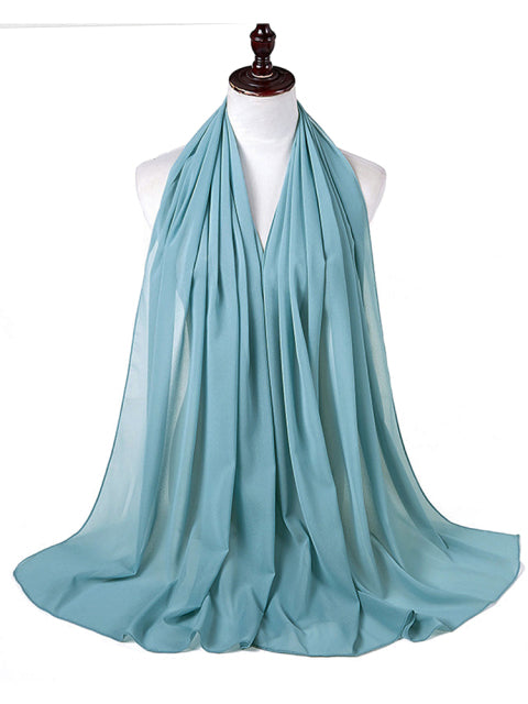 Muslim Bubble Chiffon Hijab Scarf Women Solid Color Soft Long Shawls