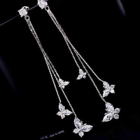 Long Tassel Butterfly Drop Earrings Fashion Hanging Women Earrings