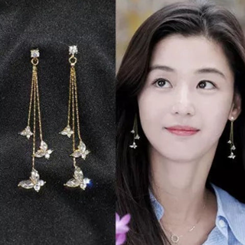 Long Tassel Butterfly Drop Earrings Fashion Hanging Women Earrings