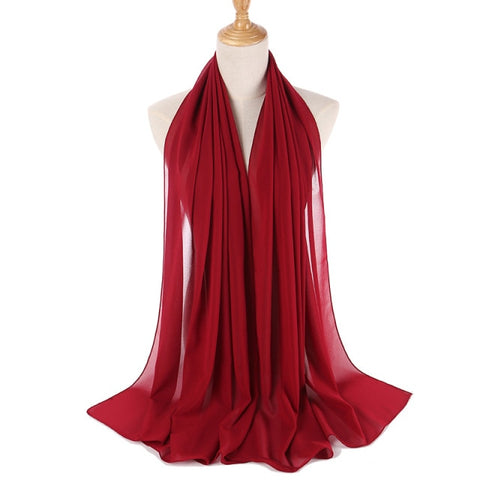 women plain bubble chiffon scarf hijab wrap printe solid color shawls