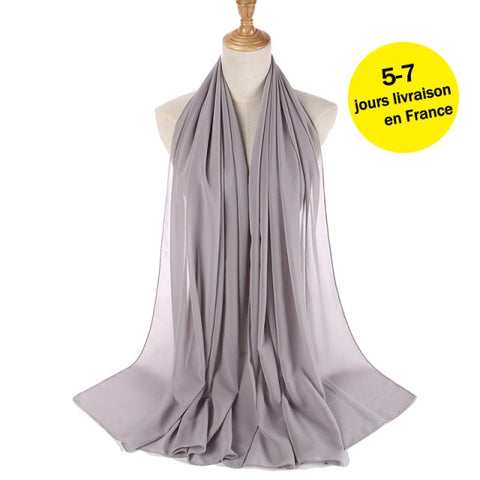 women plain bubble chiffon scarf hijab wrap printe solid color shawls