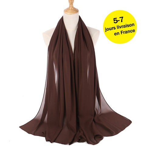 women plain bubble chiffon scarf hijab wrap printe solid color shawls