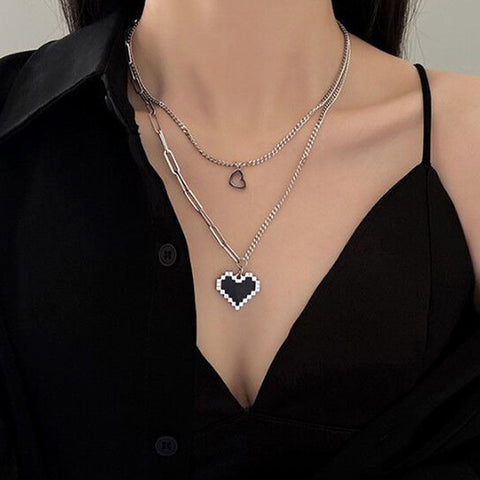 New Senior Fashion Women Pendant Link Chain Metal Heart Party Necklace