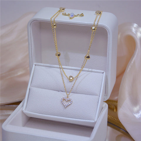 New Senior Fashion Women Pendant Link Chain Metal Heart Party Necklace