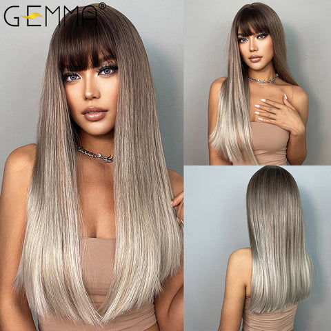 Long Straight Synthetic Wigs for Women Natural Wave Wigs