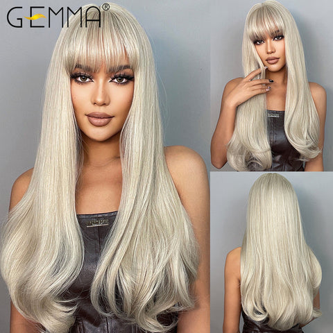 Long Straight Synthetic Wigs for Women Natural Wave Wigs