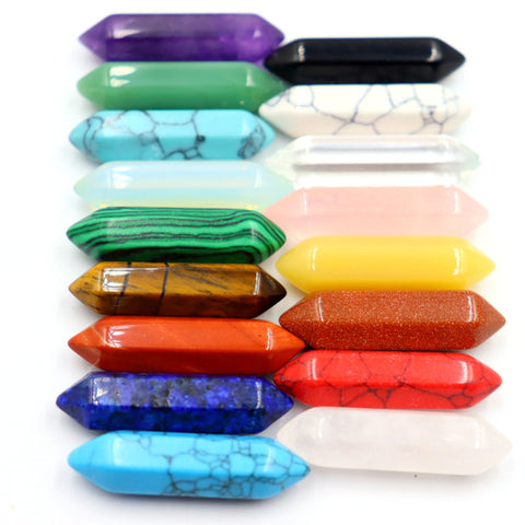 Natural Stone Hexagon Pillar Bullet Pendant