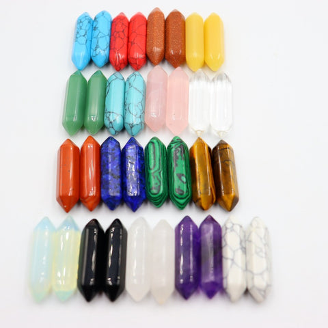 Natural Stone Hexagon Pillar Bullet Pendant