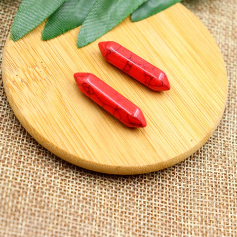 Natural Stone Hexagon Pillar Bullet Pendant