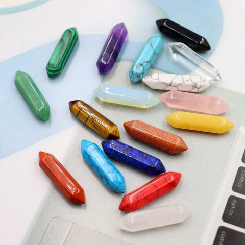 Natural Stone Hexagon Pillar Bullet Pendant