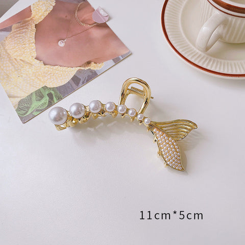 Pearl grab clip simple temperament cross clip