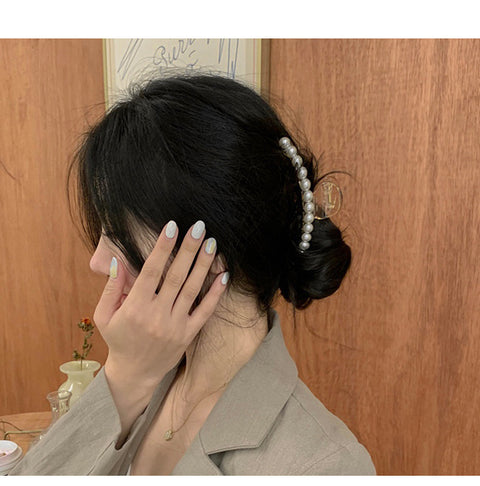 Pearl grab clip simple temperament cross clip