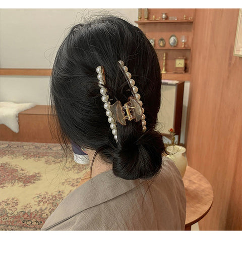 Pearl grab clip simple temperament cross clip